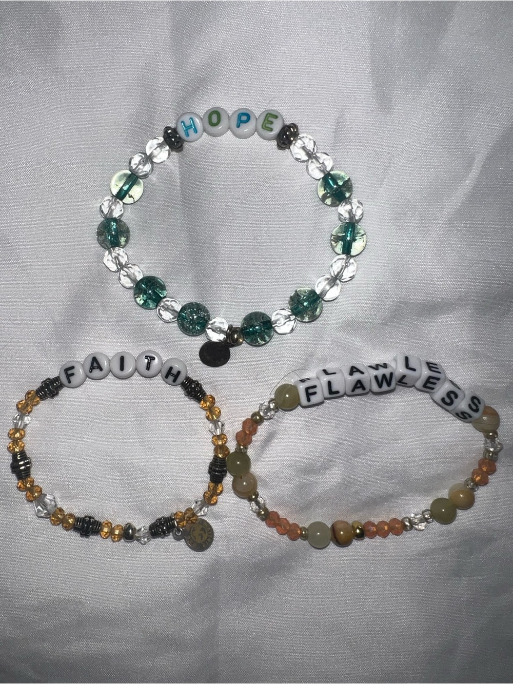 Set of 3 Beaded 'motivational ' Stretch Bracelets multi color